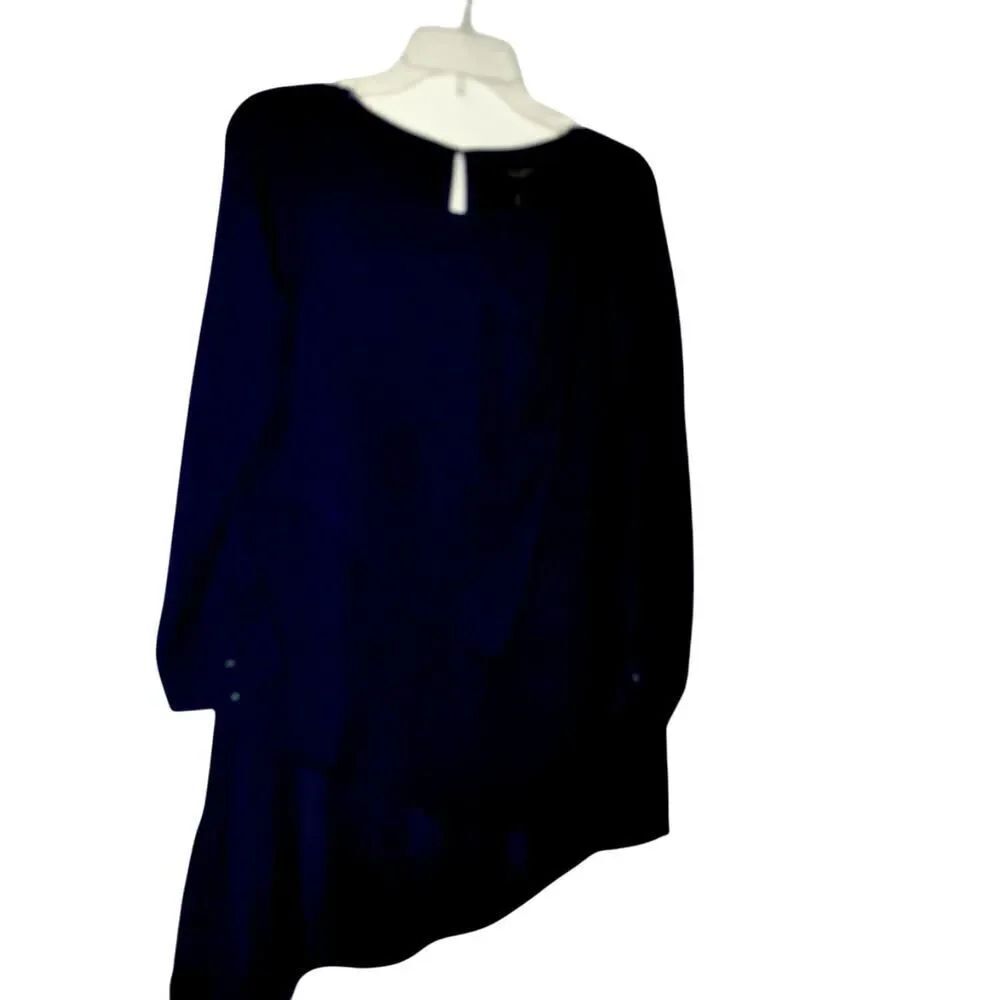 White House Black Market Petite Dark Blue Layered Tunic Blouse - 4P
